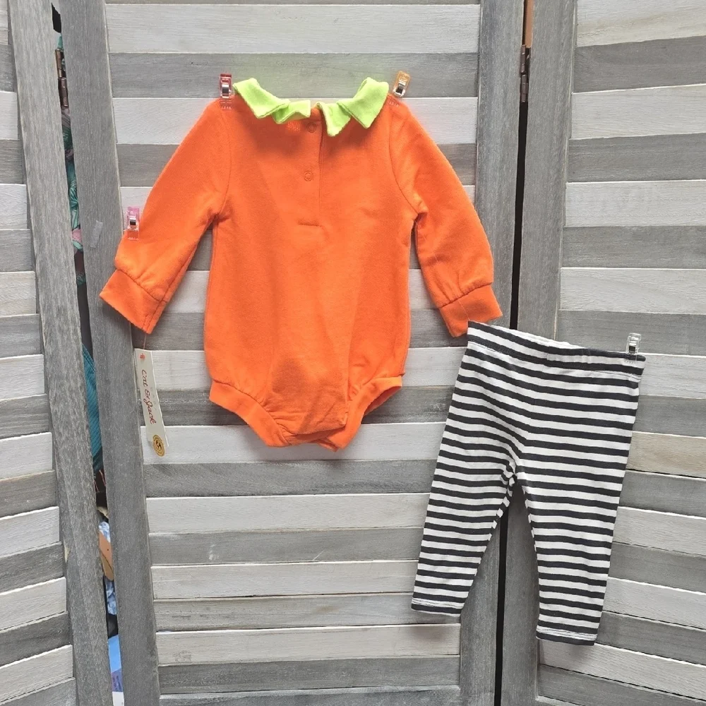 Infant Orange Pumpkin Halloween Bodysuit & Stripe Pants | Cat & Jack | Newborn